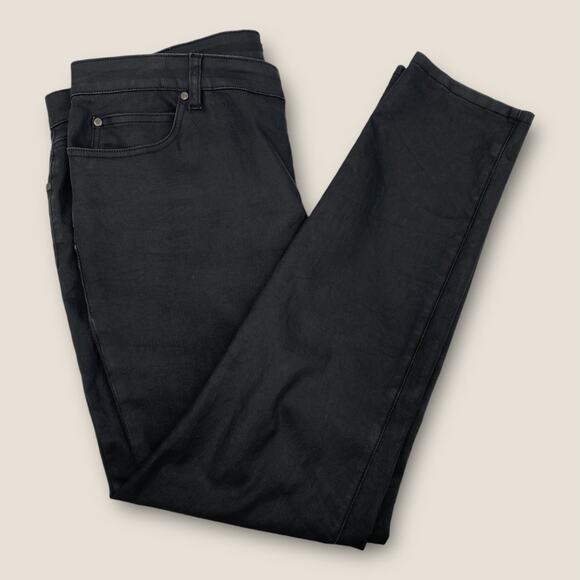 Eileen Fisher Black Waxed Organic Cotton Stretch Denim Jeans - Picture 5 of 8